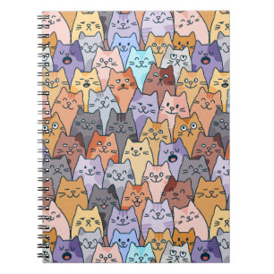 Cuaderno Patrón de Multitud de Gatos Lindos y Coloridos Car