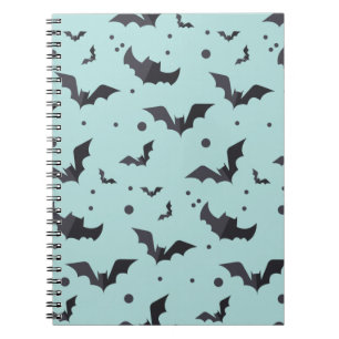 Cuaderno Patrón de murciélago verde de Halloween