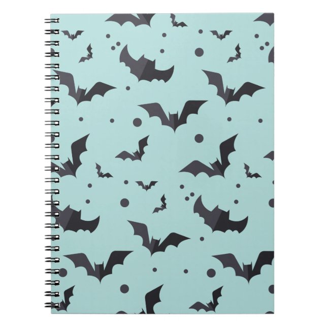 Cuaderno Patrón de murciélago verde de Halloween (Frente)