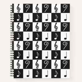 Cuaderno patrón de música blanco y negro