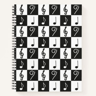 Cuaderno patrón de música blanco y negro
