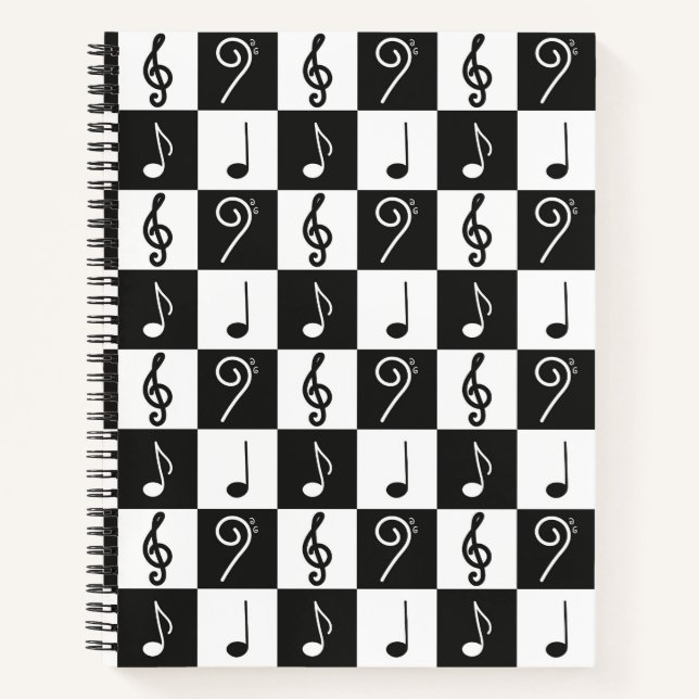Cuaderno patrón de música blanco y negro (Anverso)