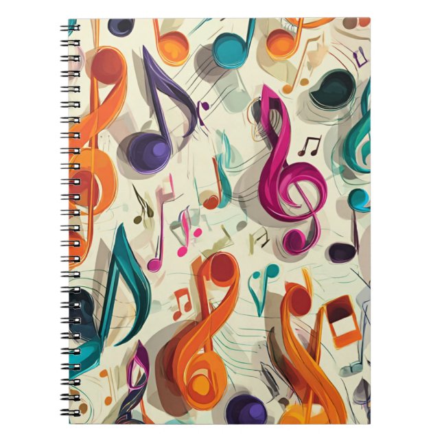Cuaderno Patrón de música colorido (Frente)