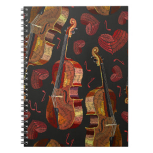 Cuaderno Patrón de música violín del corazón rojo