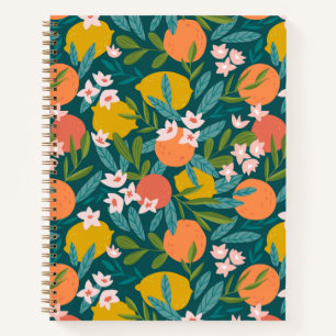 Cuaderno Patrón de Naranja de cosecha de limón
