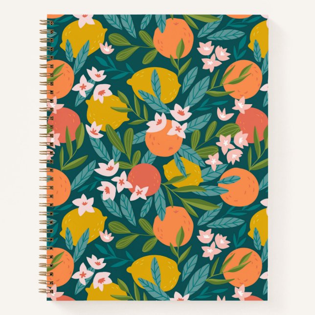 Cuaderno Patrón de Naranja de cosecha de limón (Anverso)