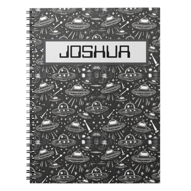Cuaderno Patrón de nave espacial personalizado (Frente)