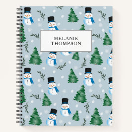 Cuaderno Patrón de Navidad de invierno con acuarela linda