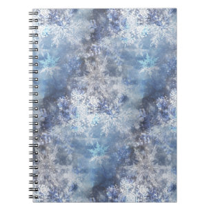 Cuaderno Patrón de Navidades azules texturados de hielo y n