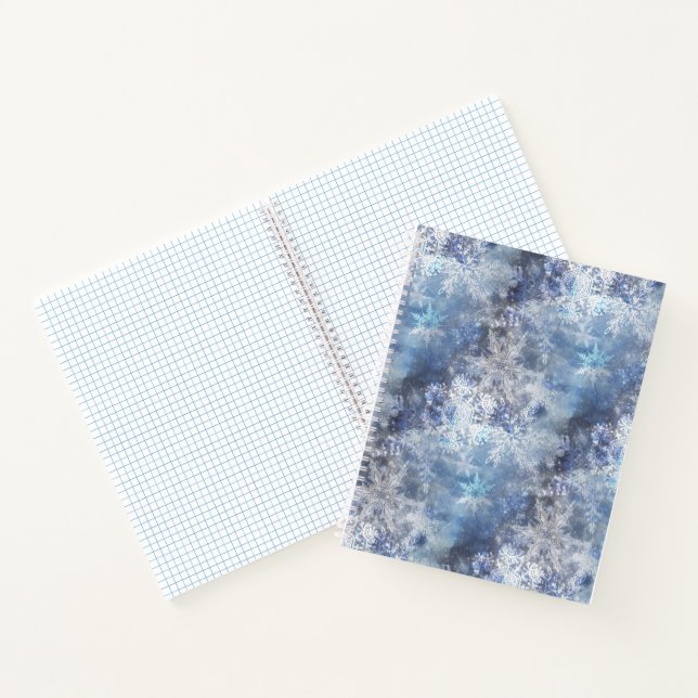 Cuaderno Patrón de Navidades azules texturados de hielo y n (Interior)