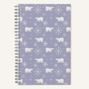 Cuaderno Patrón de navidades con osos polares y copos de ni