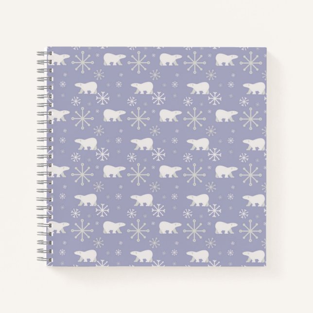 Cuaderno Patrón de navidades con osos polares y copos de ni (Anverso)