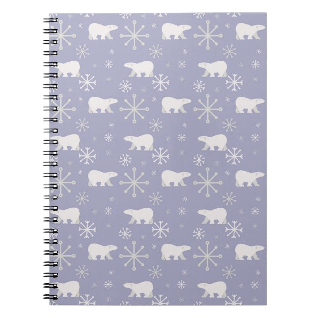 Cuaderno Patrón de navidades con osos polares y copos de ni (Frente)