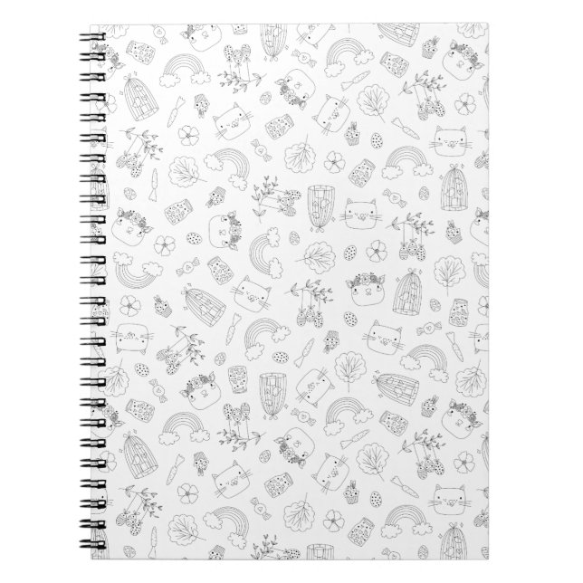 Cuaderno Patrón de niños de Doodle de Pascua (Frente)