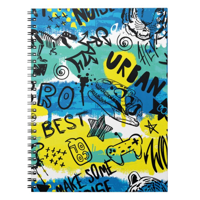 Cuaderno Patrón de niños dibujados a mano monstruos (Frente)