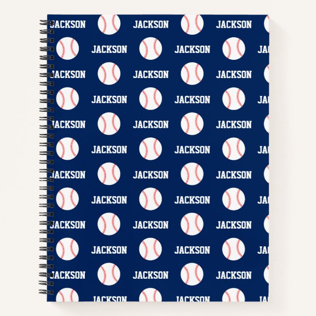 Cuaderno Patrón de nombre de béisbol Marina Azul (Anverso)