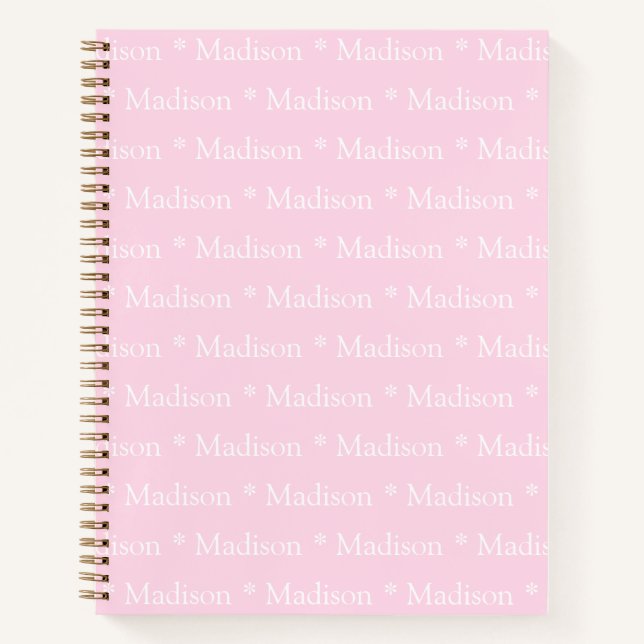 Cuaderno Patrón de nombre personalizado blanco rosa claro s (Anverso)