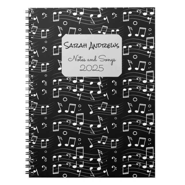 Cuaderno Patrón de notas musicales personalizadas (Frente)