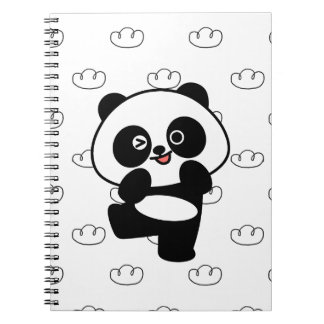Cuaderno Patrón de Nube de Panda Guiñando Arte Kawaii