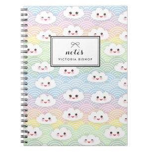Cuaderno Patrón de Nubes Kawaii Pastel Colorido Personaliza