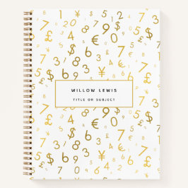 Cuaderno Patrón de números de lujo y símbolos de moneda