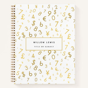 Cuaderno Patrón de números de lujo y símbolos de moneda