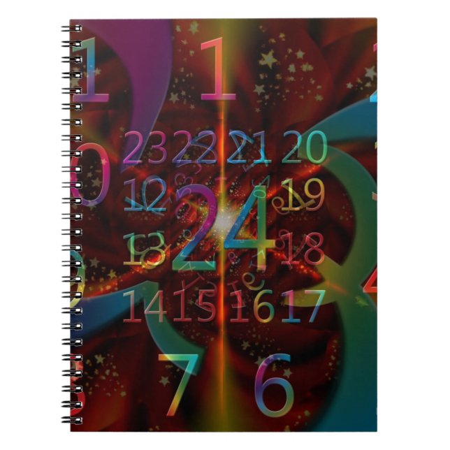 Cuaderno Patrón de números psicadélicos, diseño hipnótico (Frente)