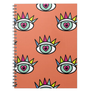 Cuaderno Patrón de ojos deportivos, cosecha psicodélica.