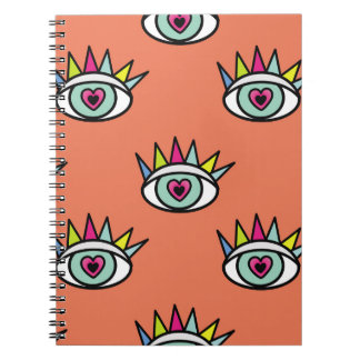 Cuaderno Patrón de ojos deportivos, cosecha psicodélica.