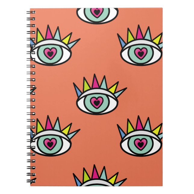 Cuaderno Patrón de ojos deportivos, cosecha psicodélica. (Frente)