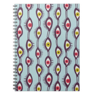 Cuaderno Patrón de ojos hippie colorido Psicodélico