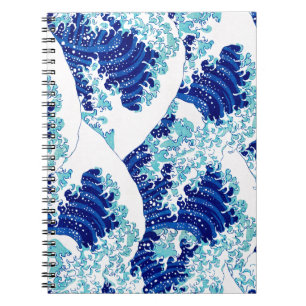 Cuaderno Patrón de onda azul japonés por Watanabe Seitei