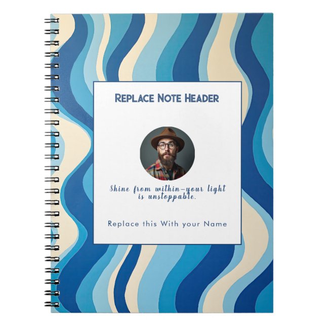 Cuaderno Patrón de onda azul personalizado  (Frente)