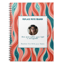 Cuaderno Patrón de onda azul y rojo personalizado
