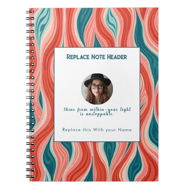 Cuaderno Patrón de onda azul y rojo personalizado  (Frente)