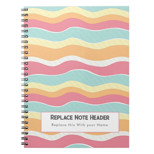 Cuaderno Patrón de onda colorido personalizado  (Frente)