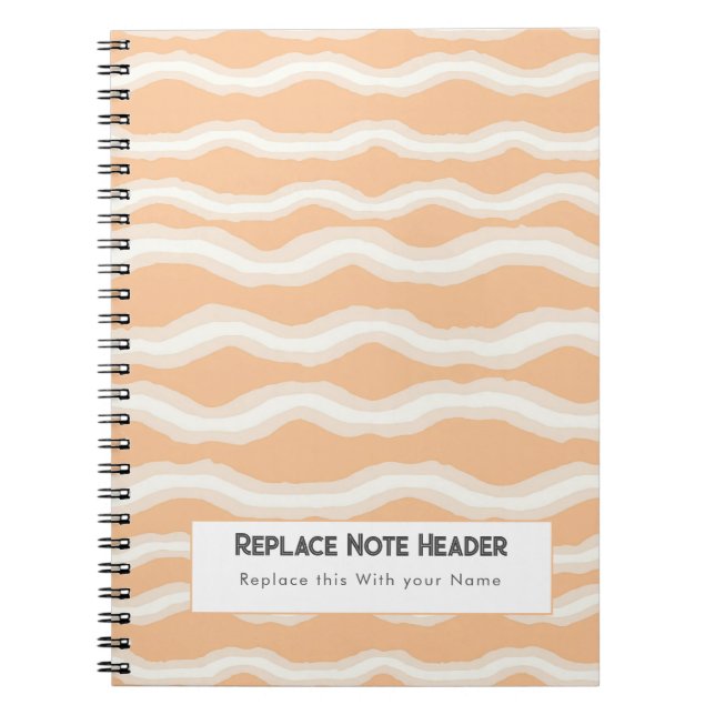 Cuaderno Patrón de onda de melocotón personalizado  (Frente)