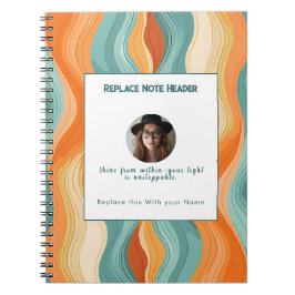 Cuaderno Patrón de onda naranja y azul personalizado