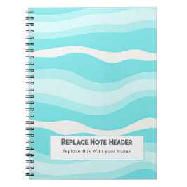 Cuaderno Patrón de onda personalizado de aqua y blanco