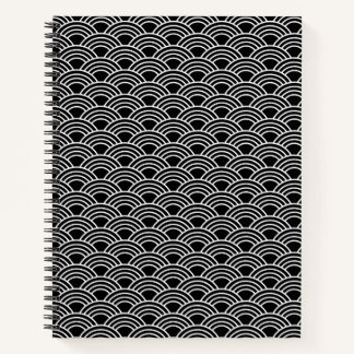 Cuaderno Patrón de onda Seigaiha japonés clásico monocromo