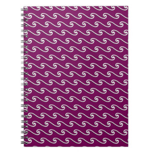 Cuaderno Patrón de ondas chinas - blanco sobre púrpura de b