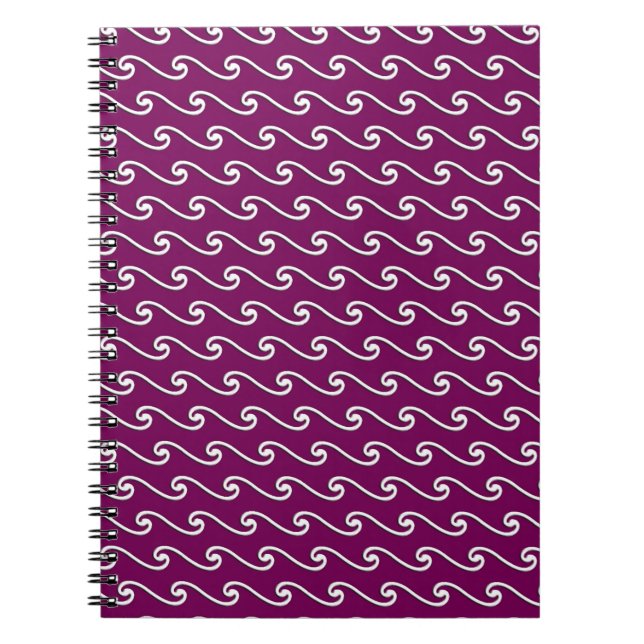 Cuaderno Patrón de ondas chinas - blanco sobre púrpura de b (Frente)