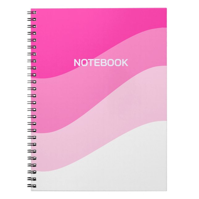 Cuaderno Patrón de ondas de color rosa blanco (Frente)