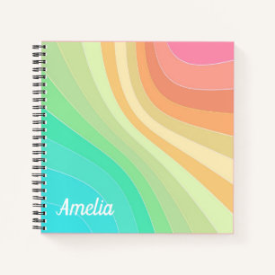 Cuaderno Patrón de ondas pastel modernas coloridas