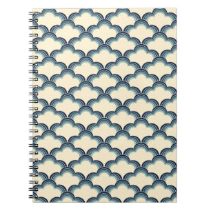 Cuaderno Patrón de ondas retro azul