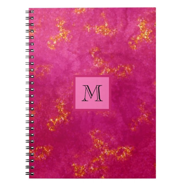 Cuaderno Patrón de onograma dorado rosado Patrón Giro Inici (Frente)