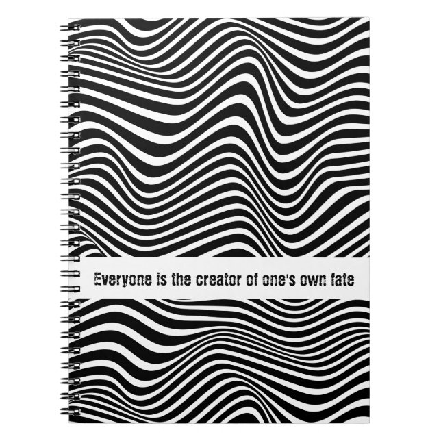 Cuaderno Patrón de Op art con líneas onduladas en blanco y  (Frente)