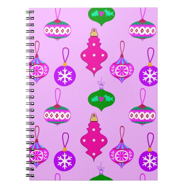 Cuaderno Patrón de ornamentos antiguos en rosa, Verde azula (Frente)
