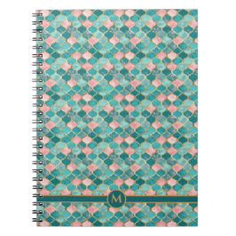 Cuaderno Patrón de oro turquesa rosa elegante personalizado