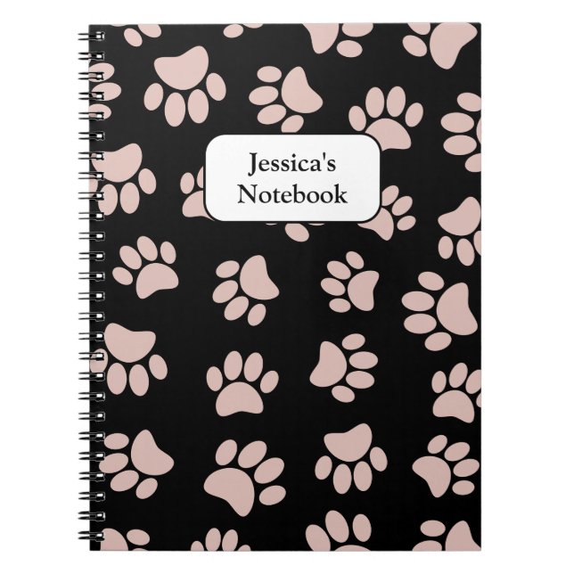 Cuaderno Patrón De Oro Y Papas De Perro Negro Rosa (Frente)